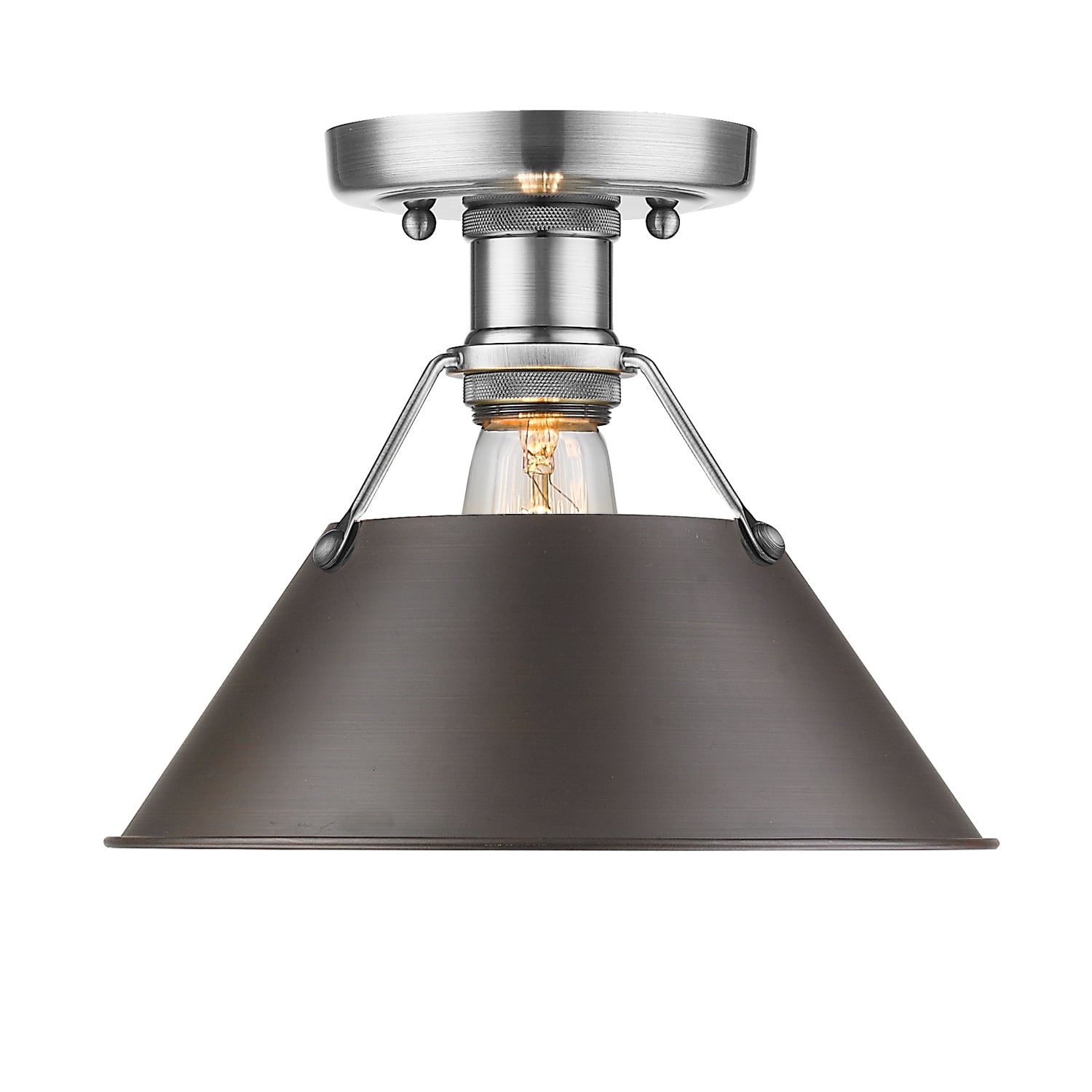 Golden - 3306-FM PW-RBZ - One Light Flush Mount - Orwell - Pewter