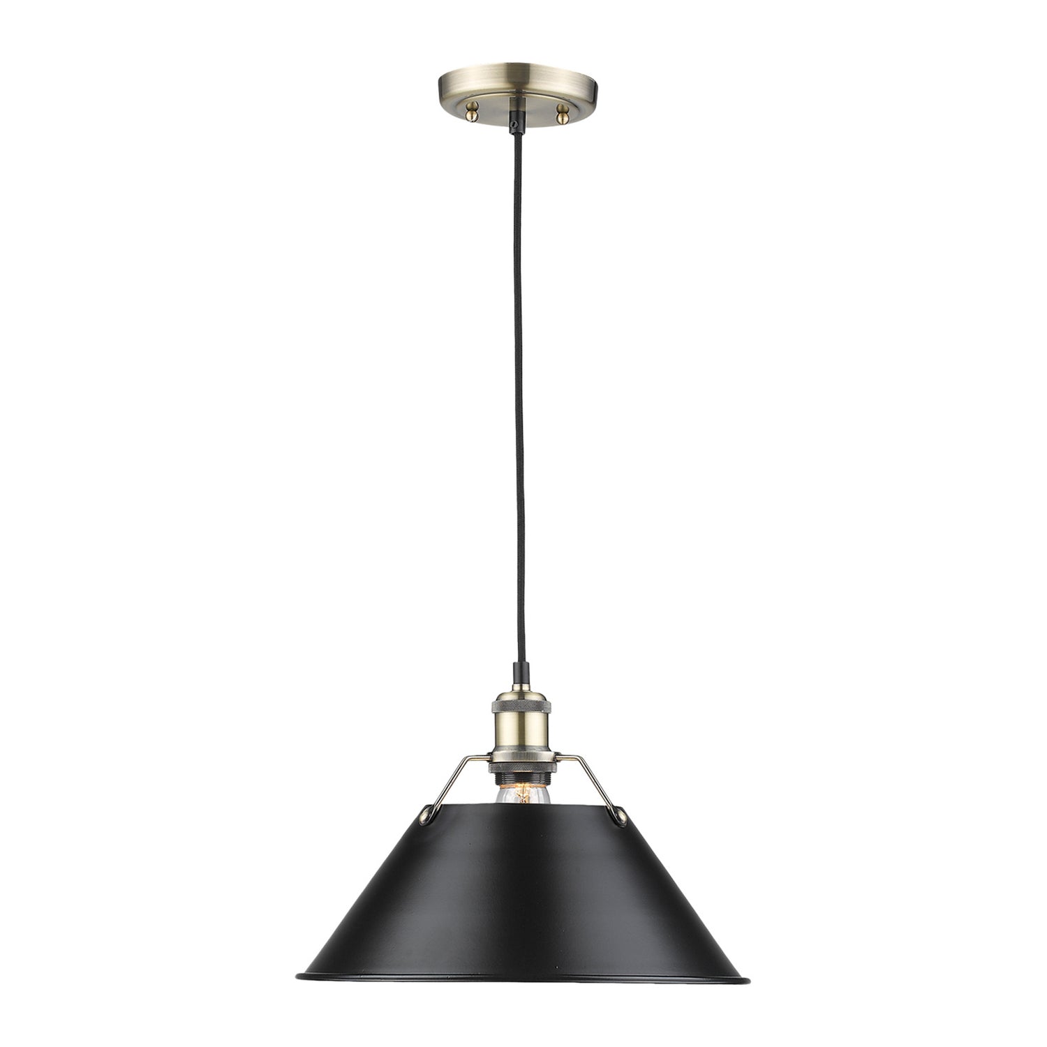 Golden - 3306-L AB-BLK - One Light Pendant - Orwell - Aged Brass