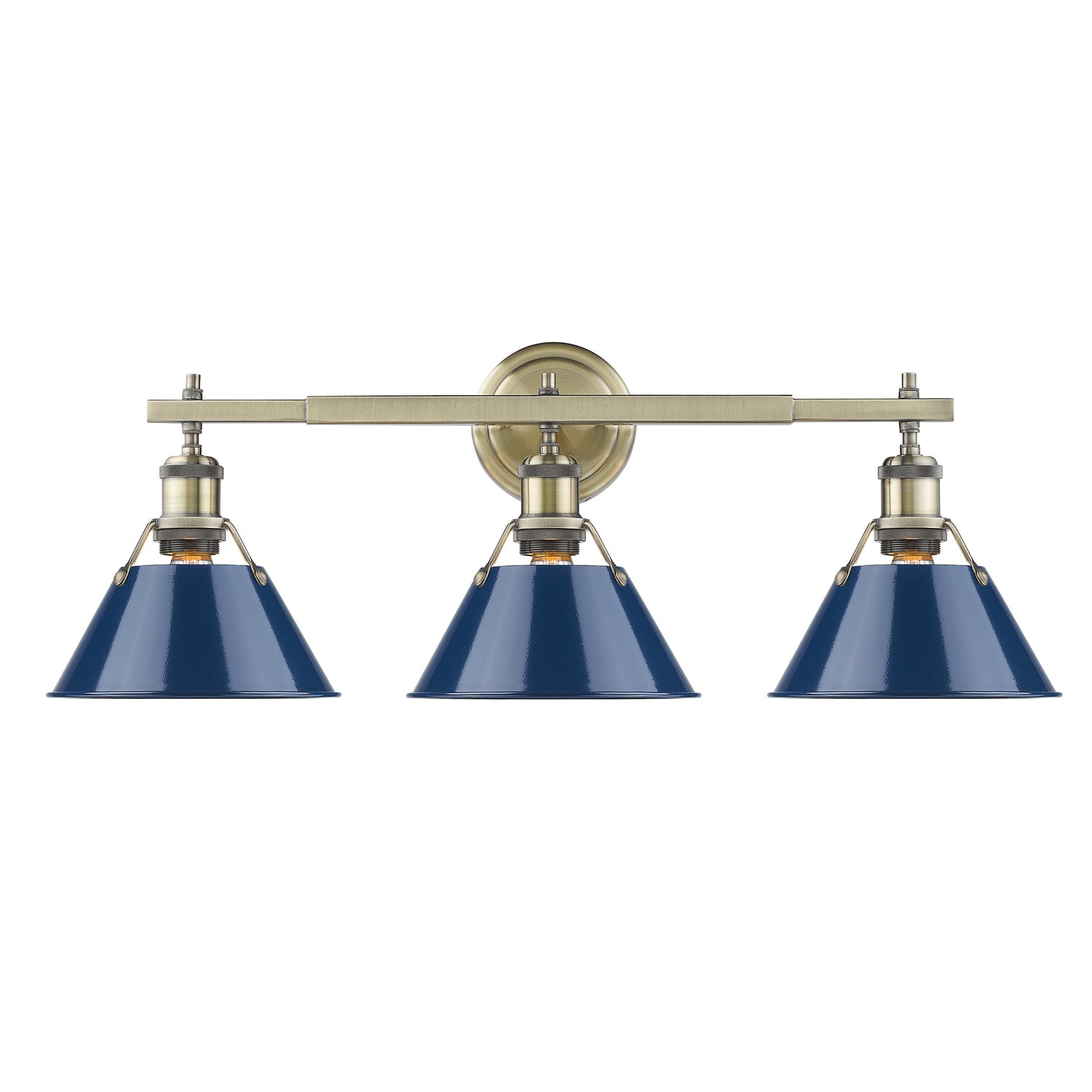 Golden - 3306-BA3 AB-NVY - Three Light Bath Vanity - Orwell - Aged Brass