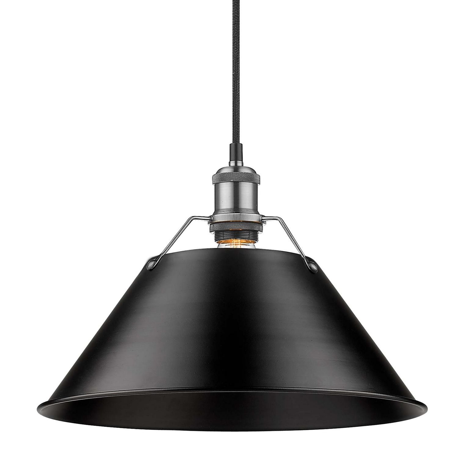 Golden - 3306-L PW-BLK - One Light Pendant - Orwell - Pewter
