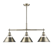 Golden - 3306-LP AB-AB - Three Light Linear Pendant - Orwell - Aged Brass
