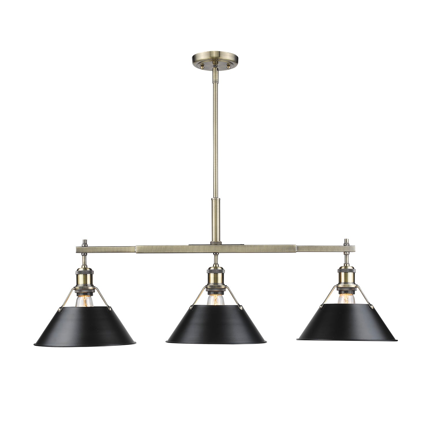 Golden - 3306-LP AB-BLK - Three Light Linear Pendant - Orwell - Aged Brass