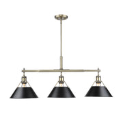 Golden - 3306-LP AB-BLK - Three Light Linear Pendant - Orwell - Aged Brass