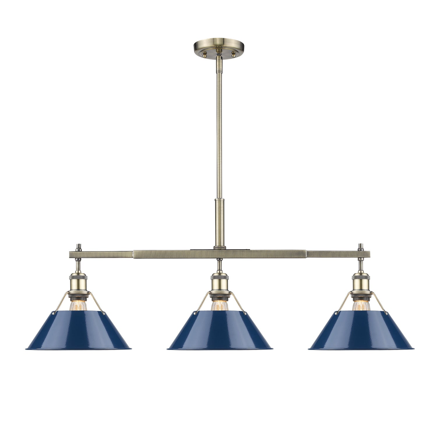 Golden - 3306-LP AB-NVY - Three Light Linear Pendant - Orwell - Aged Brass