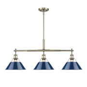 Golden - 3306-LP AB-NVY - Three Light Linear Pendant - Orwell - Aged Brass
