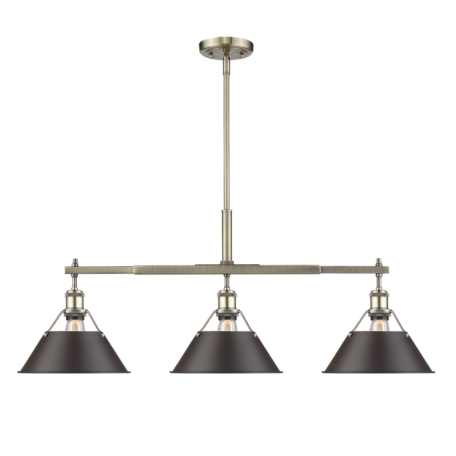 Golden - 3306-LP AB-RBZ - Three Light Linear Pendant - Orwell - Aged Brass