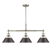 Golden - 3306-LP AB-RBZ - Three Light Linear Pendant - Orwell - Aged Brass