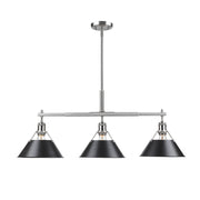 Golden - 3306-LP PW-BLK - Three Light Linear Pendant - Orwell - Pewter