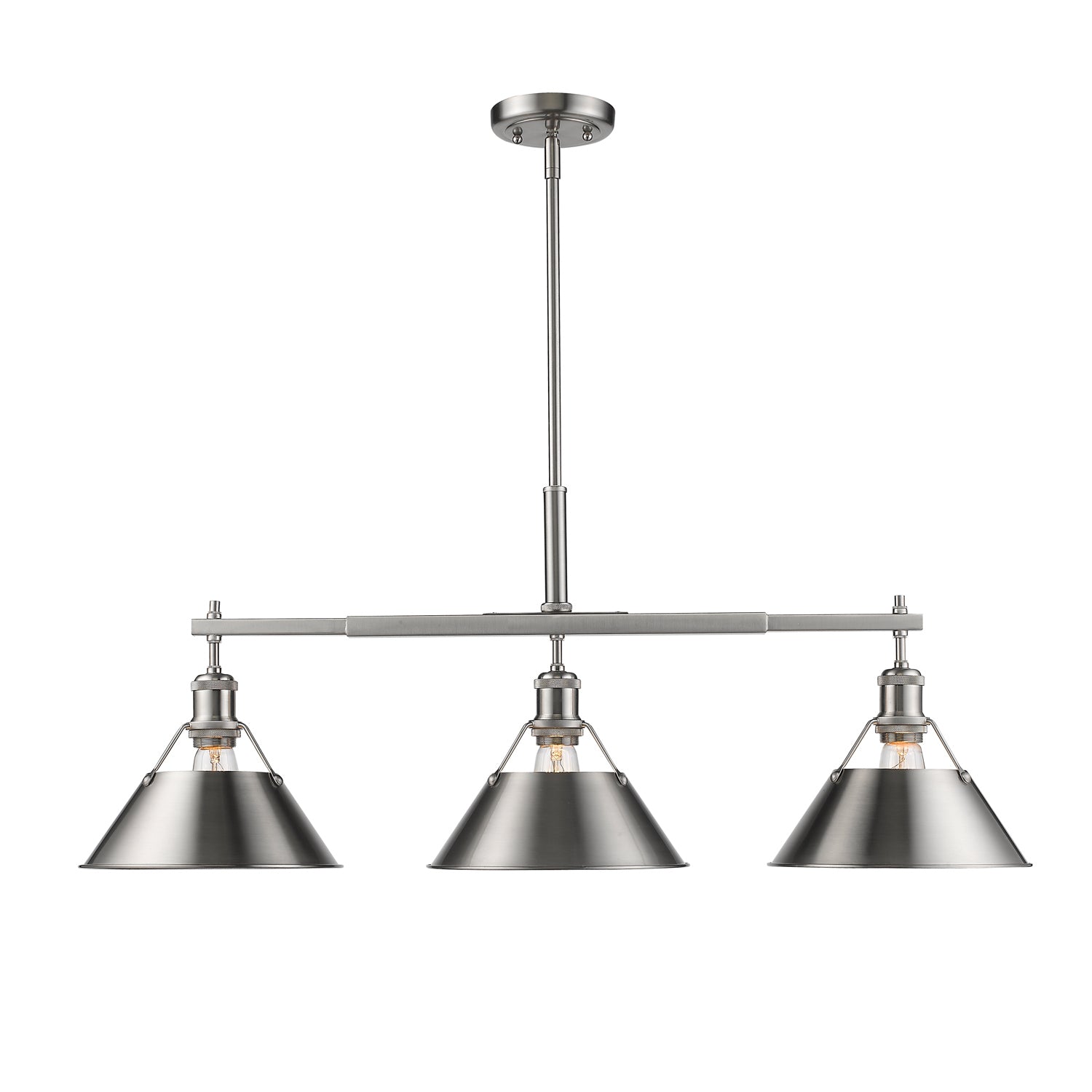Golden - 3306-LP PW-PW - Three Light Linear Pendant - Orwell - Pewter