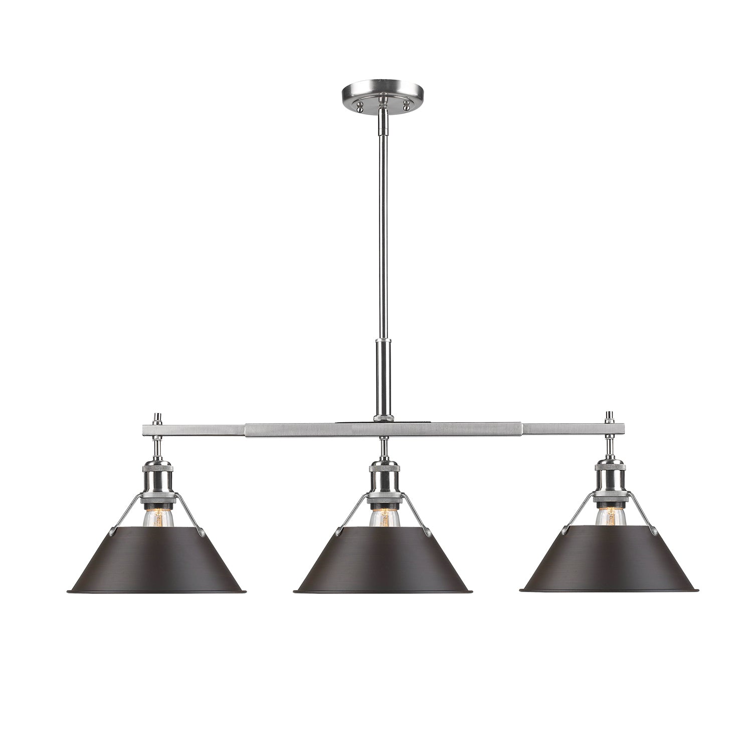 Golden - 3306-LP PW-RBZ - Three Light Linear Pendant - Orwell - Pewter
