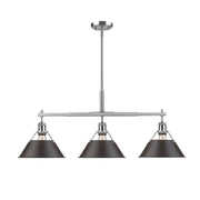 Golden - 3306-LP PW-RBZ - Three Light Linear Pendant - Orwell - Pewter