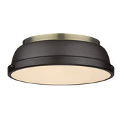 Golden - 3602-14 AB-RBZ - Two Light Flush Mount - Duncan - Aged Brass