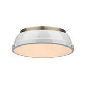 Golden - 3602-14 AB-WH - Two Light Flush Mount - Duncan - Aged Brass