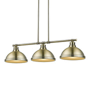 Golden - 3602-3LP AB-AB - Three Light Linear Pendant - Duncan - Aged Brass
