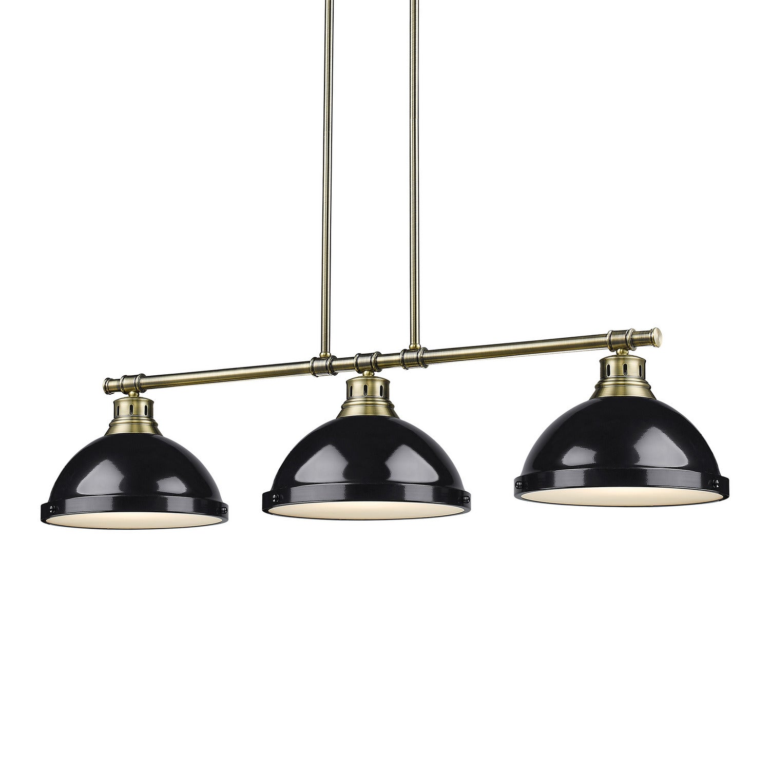 Golden - 3602-3LP AB-BK - Three Light Linear Pendant - Duncan - Aged Brass