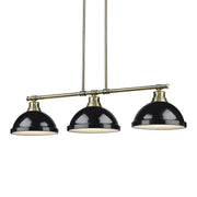 Golden - 3602-3LP AB-BK - Three Light Linear Pendant - Duncan - Aged Brass