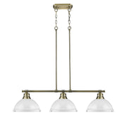 Golden - 3602-3LP AB-WH - Three Light Linear Pendant - Duncan - Aged Brass