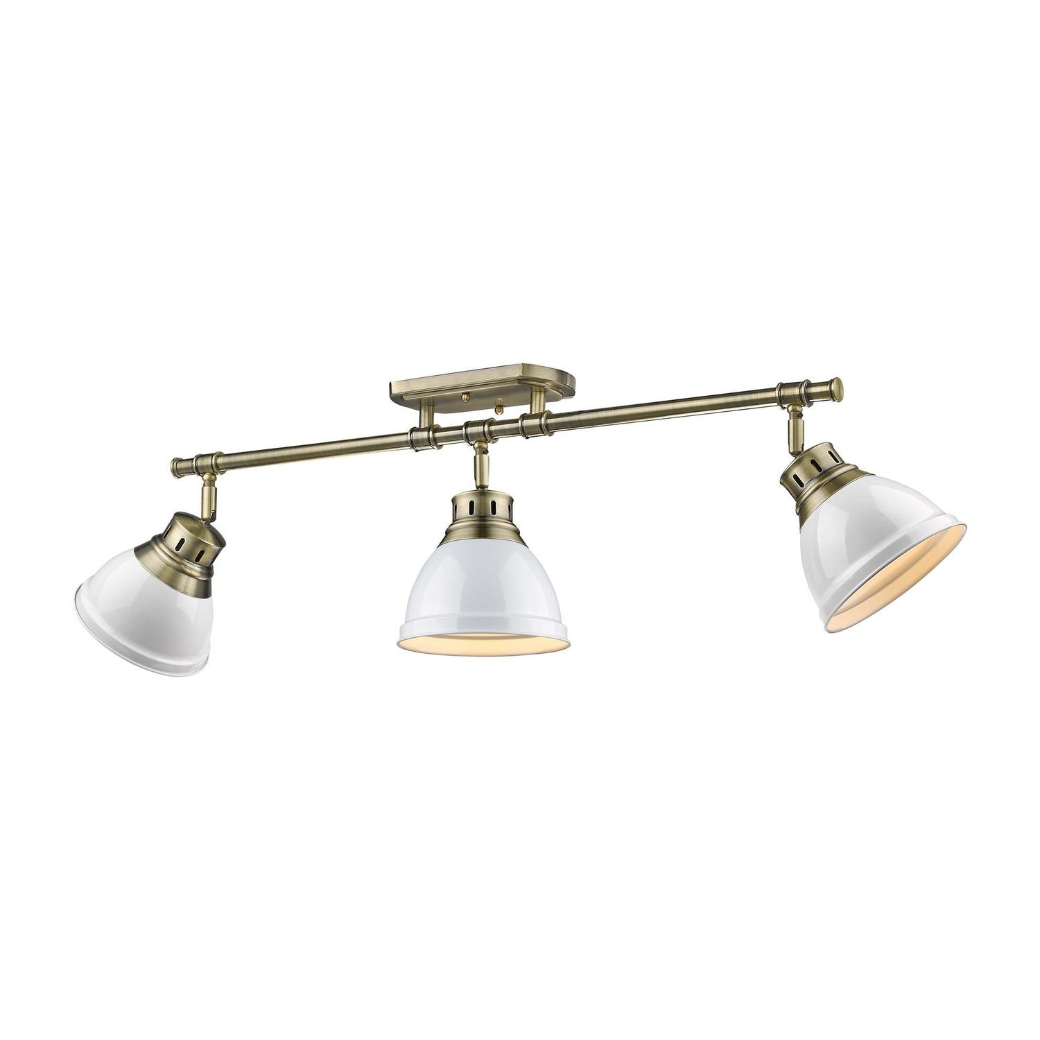 Golden - 3602-3SF AB-WH - Three Light Semi-Flush Mount - Duncan - Aged Brass