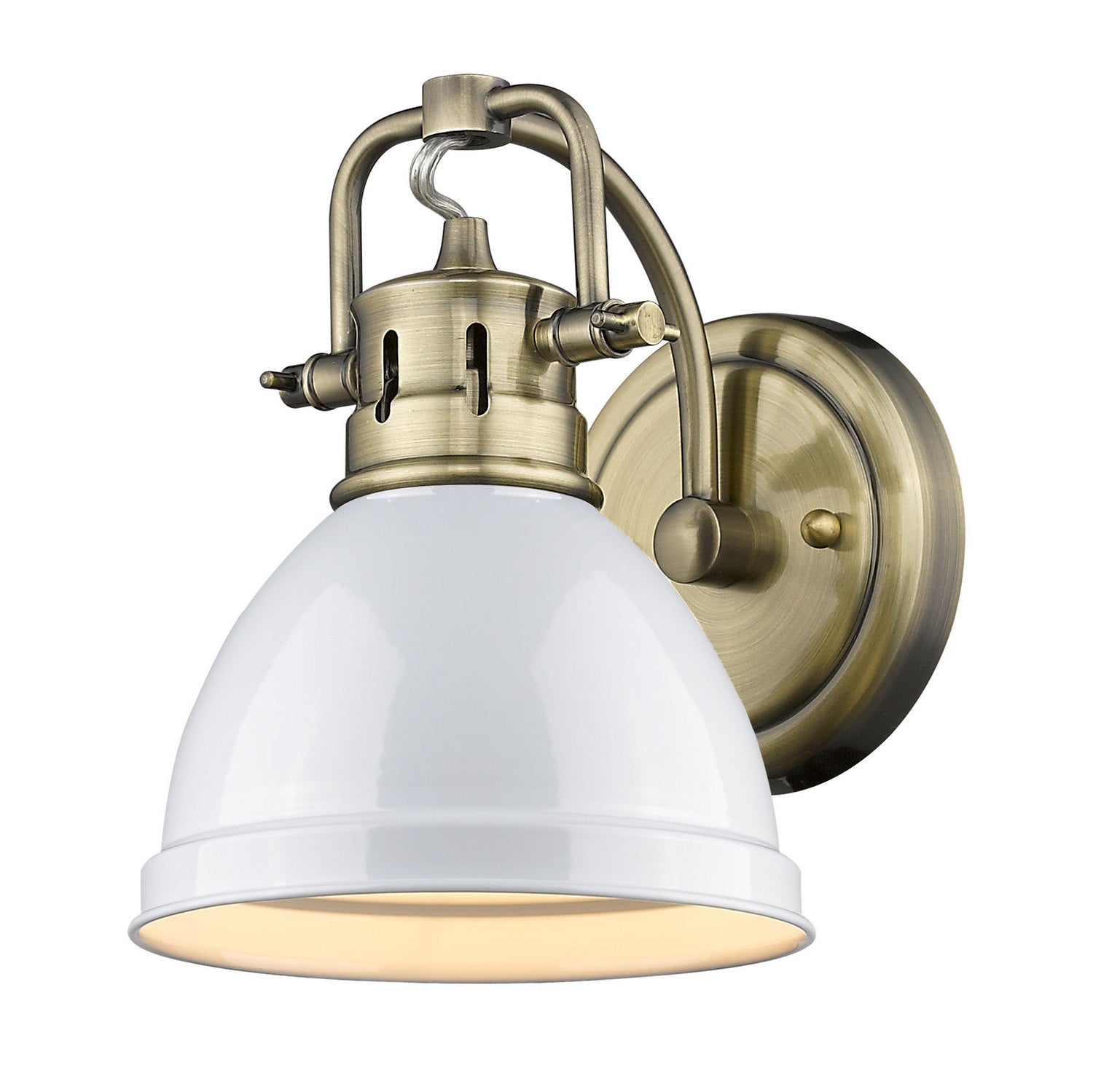 Golden - 3602-BA1 AB-WH - One Light Bath Vanity - Duncan - Aged Brass