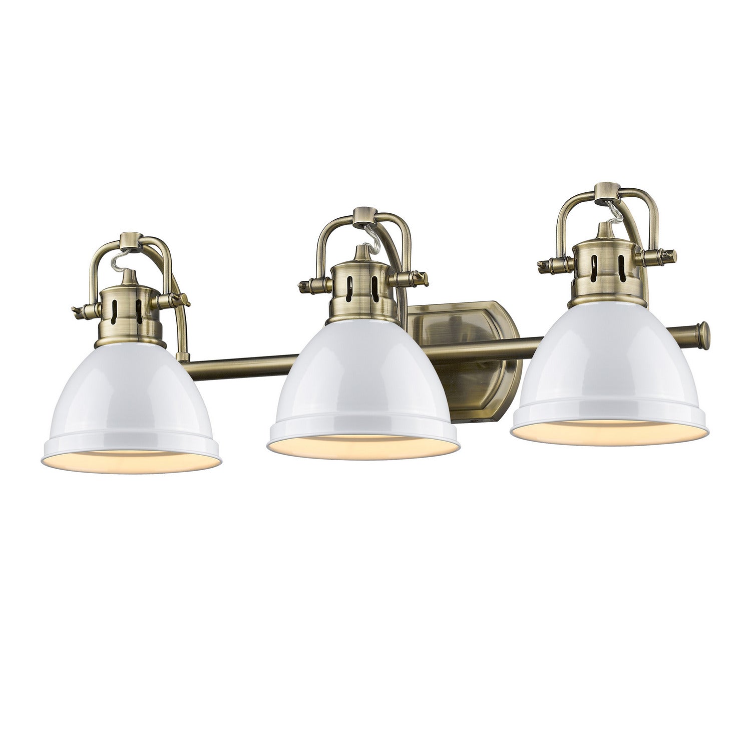 Golden - 3602-BA3 AB-WH - Three Light Vanity - Duncan - Aged Brass