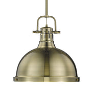 Golden - 3604-L AB-AB - One Light Pendant - Duncan - Aged Brass