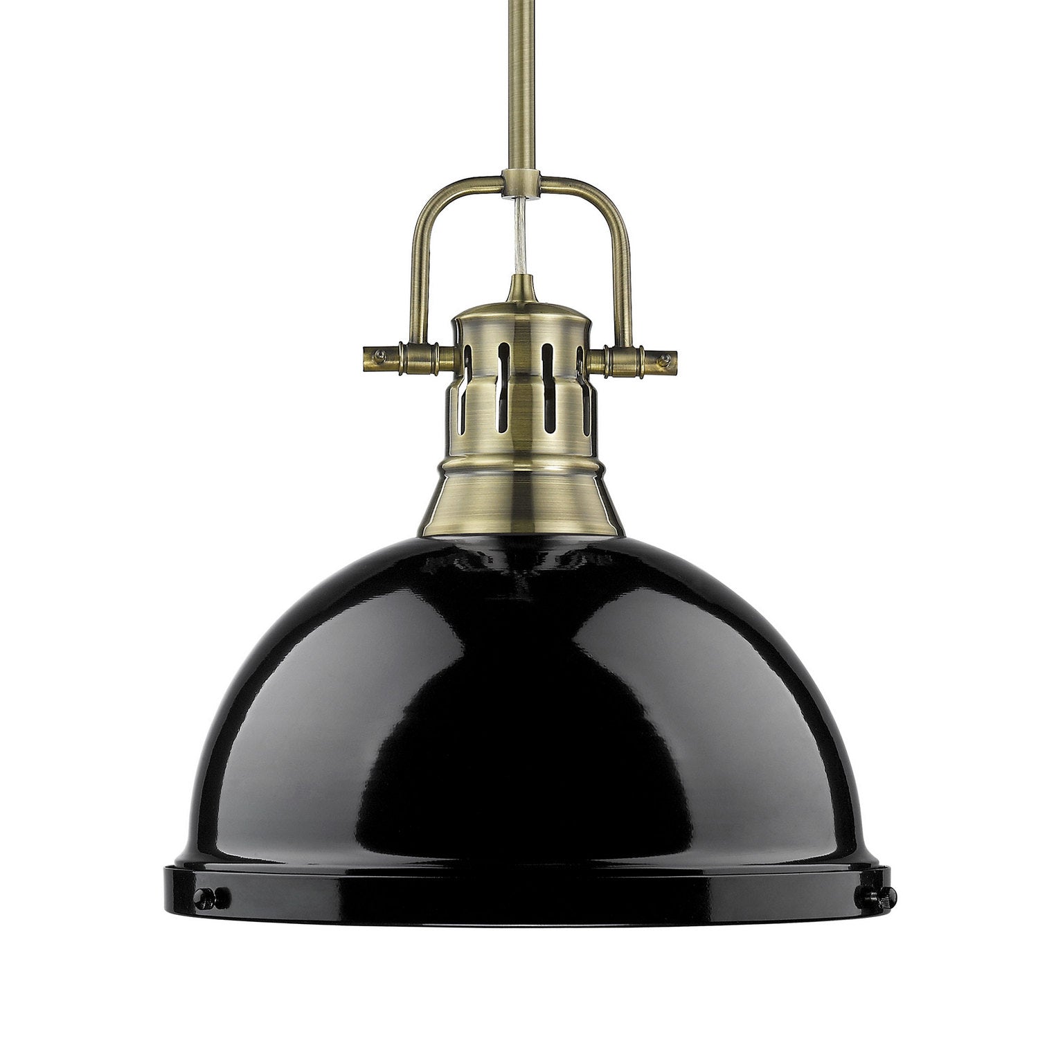 Golden - 3604-L AB-BK - One Light Pendant - Duncan - Aged Brass
