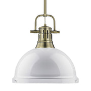 Golden - 3604-L AB-WH - One Light Pendant - Duncan - Aged Brass