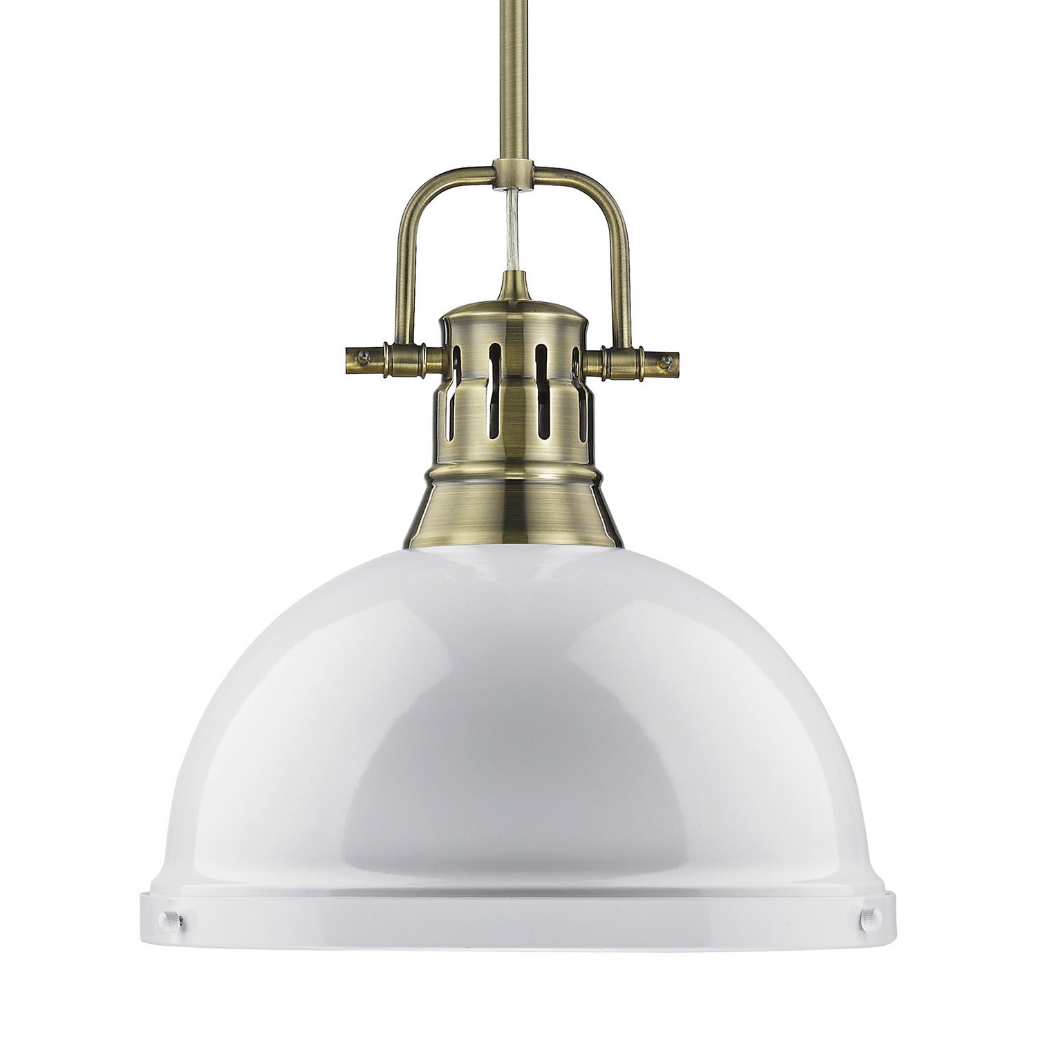 Golden - 3604-L AB-WH - One Light Pendant - Duncan - Aged Brass