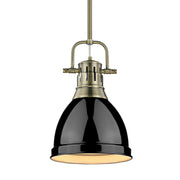 Golden - 3604-S AB-BK - One Light Pendant - Duncan - Aged Brass