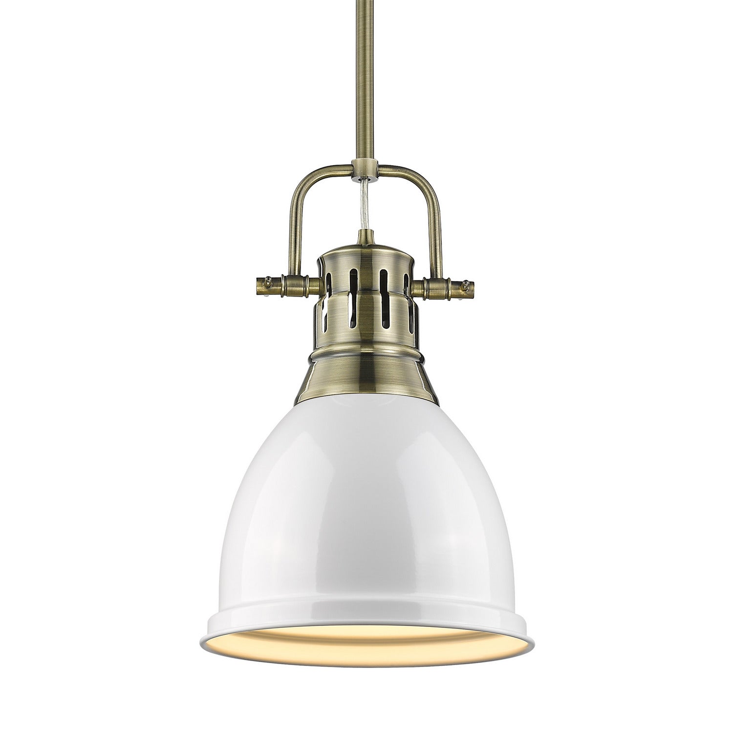 Golden - 3604-S AB-WH - One Light Pendant - Duncan - Aged Brass