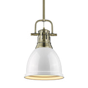 Golden - 3604-S AB-WH - One Light Pendant - Duncan - Aged Brass