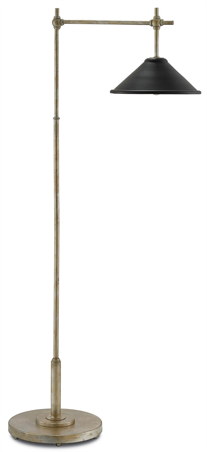 Currey and Company - 8000-0007 - One Light Floor Lamp - Silver Granello/Satin Black