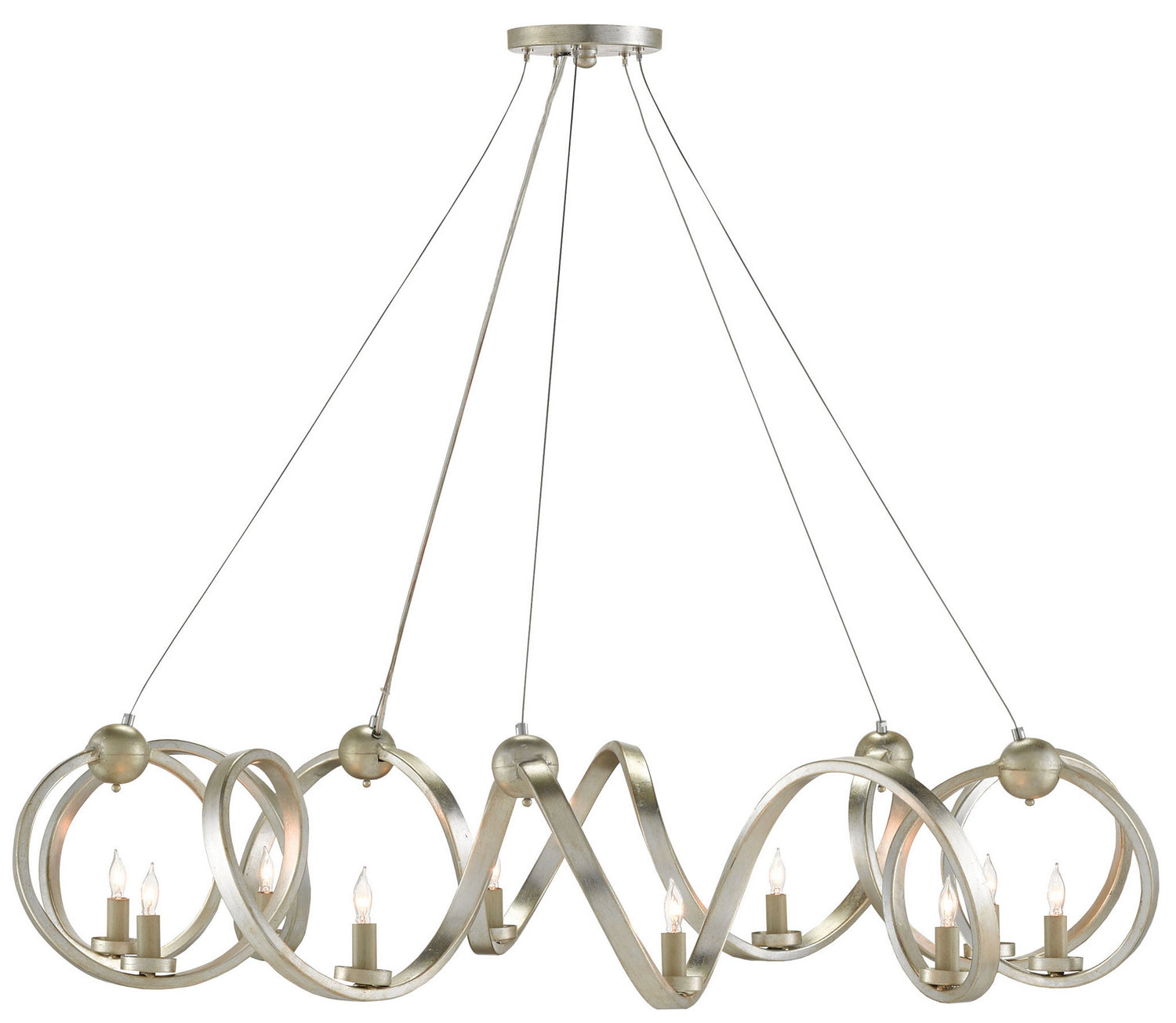 Currey and Company - 9000-0059 - Ten Light Chandelier - Contemporary Silver Leaf