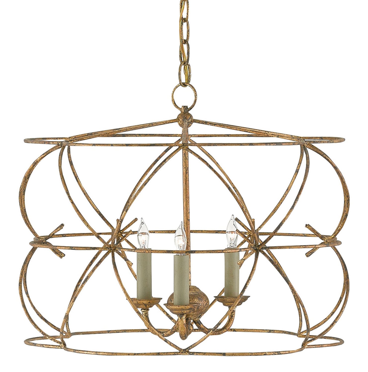 Currey and Company - 9000-0108 - Three Light Chandelier - Sicilian Gold Leaf