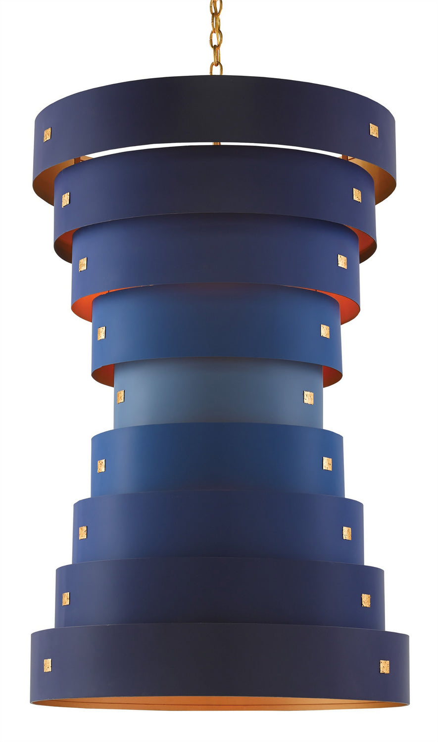 Currey and Company - 9000-0155 - Six Light Chandelier - Blue/Contemporary Gold Leaf/Autumn Gold