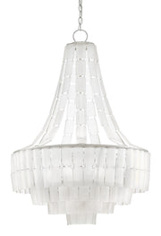 Currey and Company - 9000-0159 - Seven Light Chandelier - Contemporary Silver Leaf/Opaque White