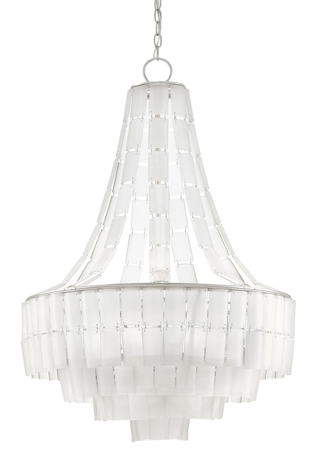 Currey and Company - 9000-0159 - Seven Light Chandelier - Contemporary Silver Leaf/Opaque White