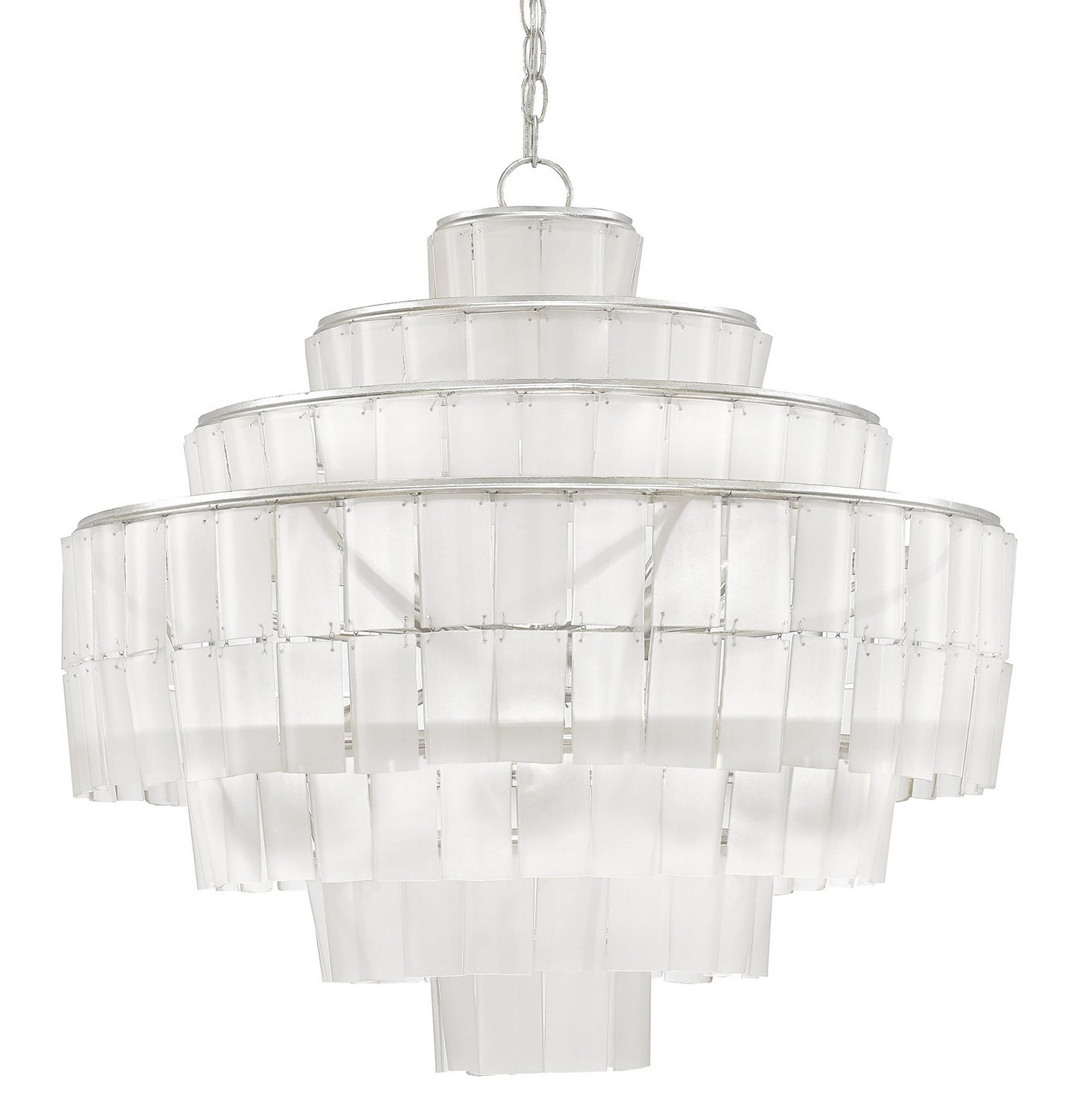 Currey and Company - 9000-0160 - Eight Light Chandelier - Contemporary Silver Leaf/Opaque White
