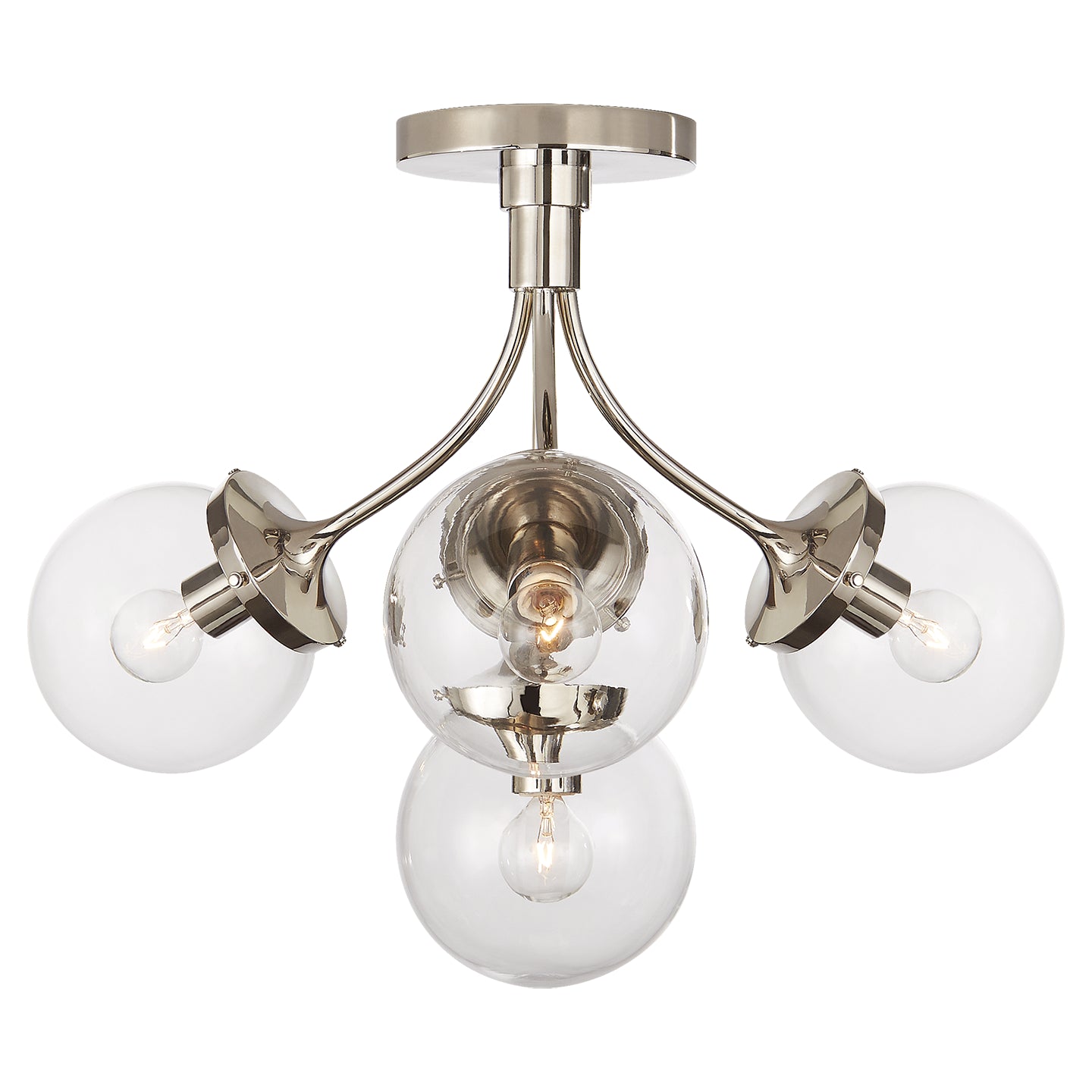 Visual Comfort Signature - KS 4407PN-CG - Four Light Semi Flush Mount - Prescott - Polished Nickel