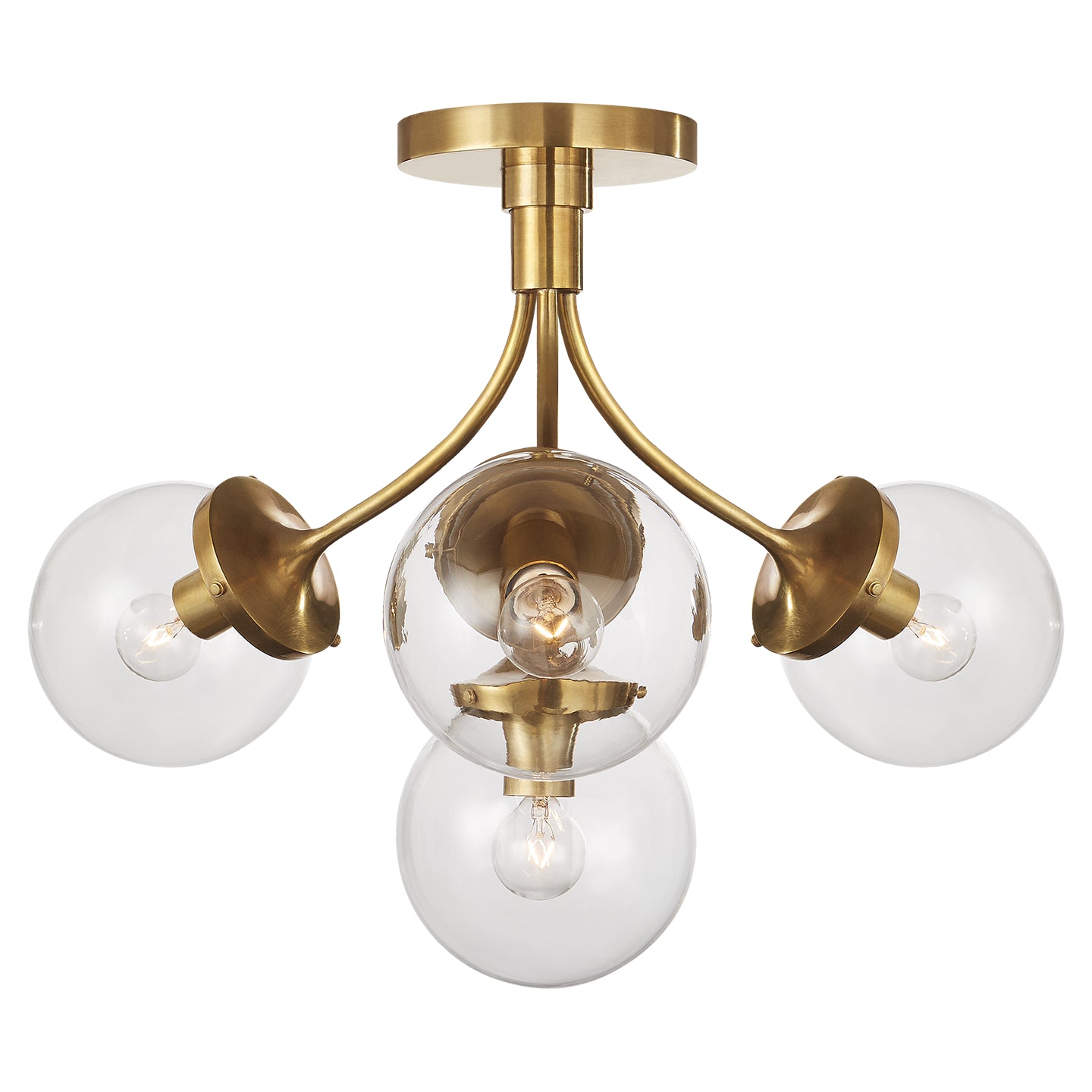 Visual Comfort Signature - KS 4407SB-CG - Four Light Semi Flush Mount - Prescott - Soft Brass