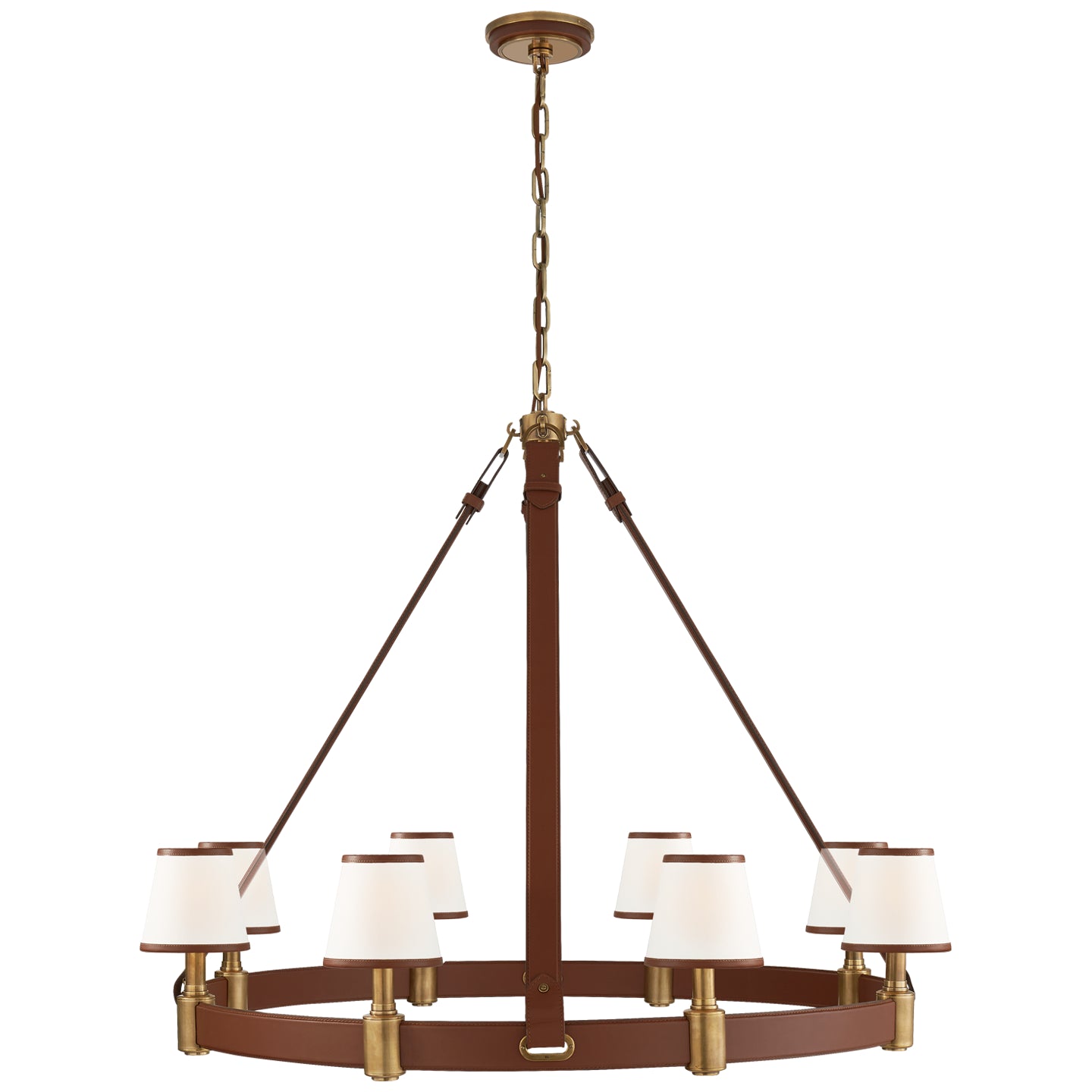 Ralph Lauren - RL 5612NB/SDL-L - Eight Light Chandelier - Riley - Natural Brass and Saddle Leather