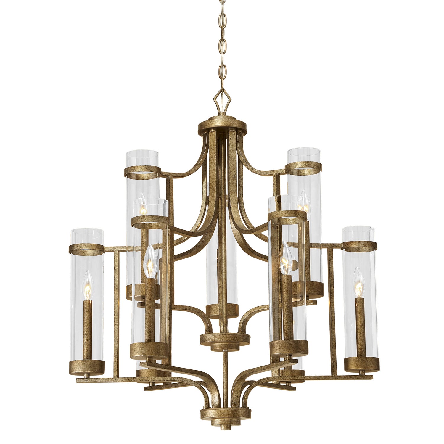 Millennium - 1989-VG - Nine Light Chandelier - Milan - Vintage Gold