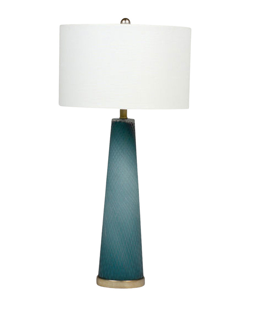 Brianna Iron Blue Hand-Cut Glass Table Lamp