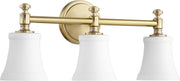 Quorum - 5122-3-80 - Three Light Vanity - Rossington - Aged Brass|Satin Opal