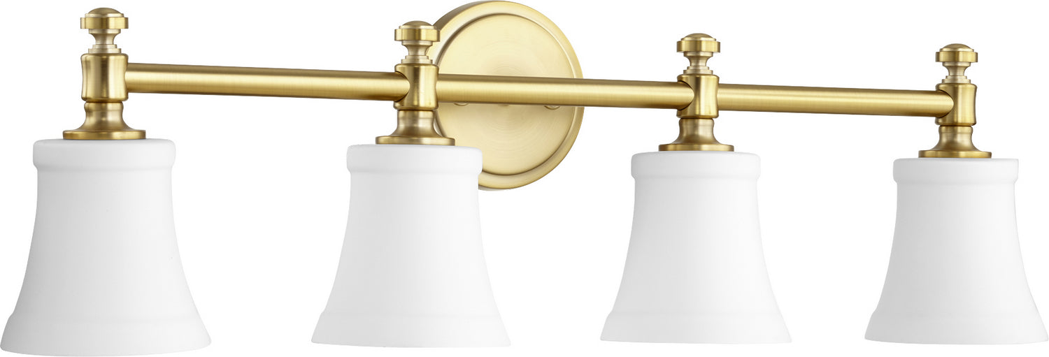 Quorum - 5122-4-80 - Four Light Vanity - Rossington - Aged Brass|Satin Opal