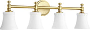 Quorum - 5122-4-80 - Four Light Vanity - Rossington - Aged Brass|Satin Opal