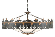 Currey and Company - 9000-0181 - Six Light Chandelier - Antique Gold/Moss Gray