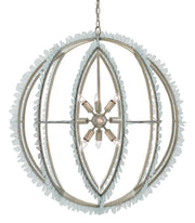 Currey and Company - 9000-0210 - Nine Light Chandelier - Contemporary Silver Leaf/Seaglass
