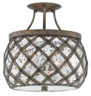 Currey and Company - 9999-0029 - Three Light Semi-Flush Mount - Pyrite Bronze/Raj Mirror