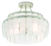 Currey and Company - 9999-0030 - Three Light Semi-Flush Mount - Contemporary Silver Leaf/Opaque White
